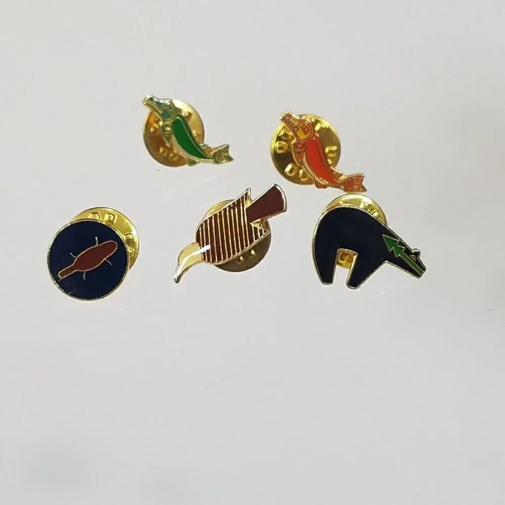 Enamel Metal Pins Tie Tack Lapel Animal Pins Lot Of 5 Bear Turtle Eagle Dolphin